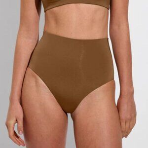 Left on Friday Hi Tide Bottom Swimsuit Bikini High Rise  Tan Lines Brown Sz M